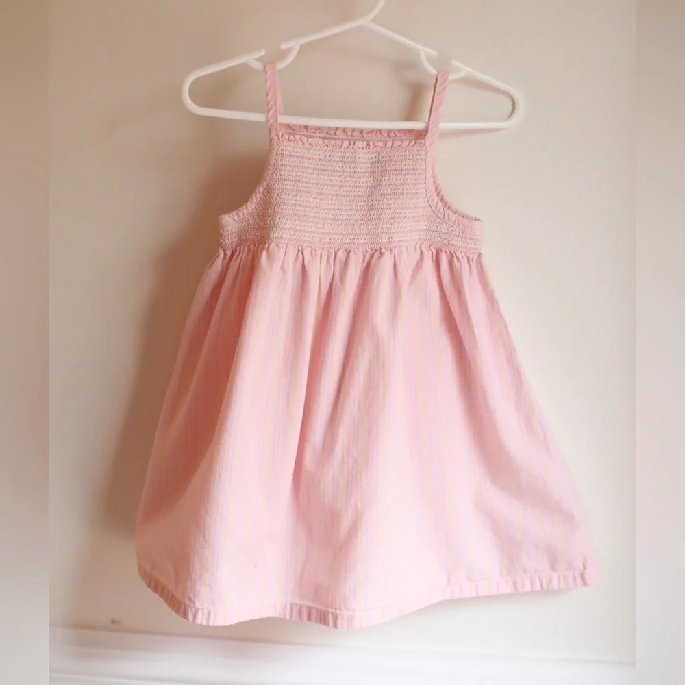 Old Navy 18–24M Pink Smocked Floral Embroidered Dress 100% Cotton | Easter Dress